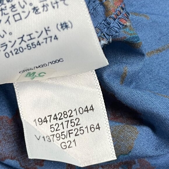 LARGE 14 16 Lands End Womens Ombre Blue Dyed Floral Shirt Dress Shirtdress - Picture 10 of 11